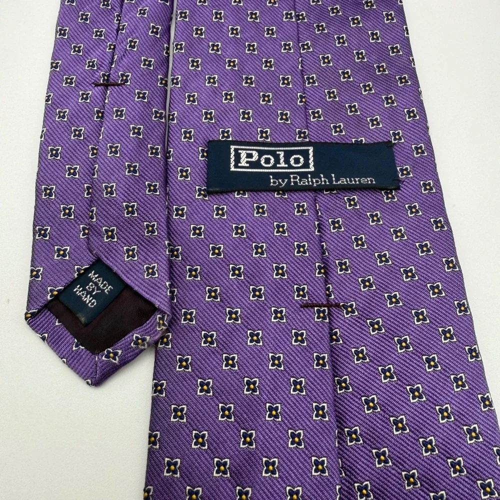 Polo Ralph Lauren Necktie Purple Floral Silk Business Career Made By Hand 57